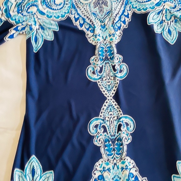 Donna Morgan Dress Blue White Floral - Picture 2 of 5